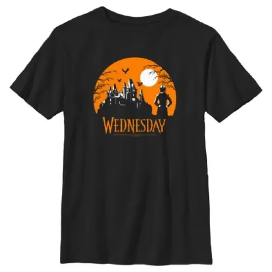 Boy's Wednesday Halloween Haunted House T-Shirt image {4}