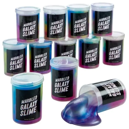 Playbees Marbled Galaxy Slime - 12-Pack: Vibrant, Stretchy Fun for All Ages image {8}