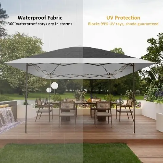 13X13 Pop-Up Gazebo, Outdoor Canopy Tent with Double Roof, Outdoor Gazebo for Backyard & Patio, Instant Screened Shelter with 169 Square Feet of Shade image {5}