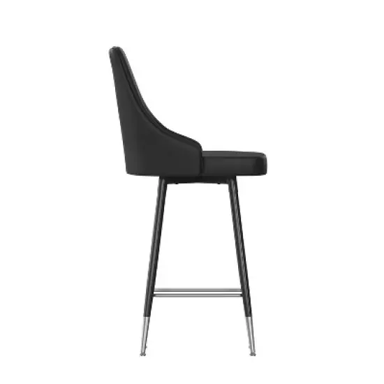 Emma and Oliver Modern Upholstered Dining Stools with Chrome Accented Metal Frames and Footrests image {7}