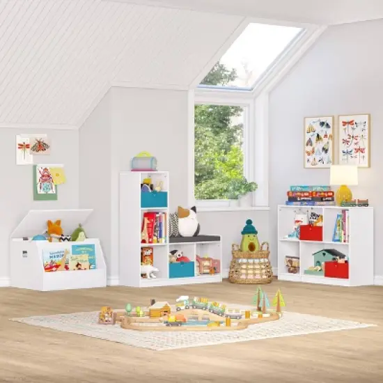 Kids' Horizontal Bookcase with Cubbies White - RiverRidge Home image {5}