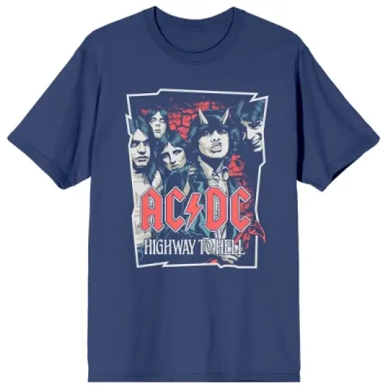ACDC Highway To Hell Crew Neck Short Sleeve Navy Women's T-shirt image {4}