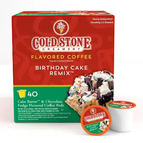 Cold Stone Creamery Ice Cream Flavored Coffee, Birthday Cake,Keurig 2.0,40 Count image {1}