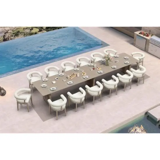 PURPLE LEAF Patio Dining Set Luxury Modern Conversation Set Aluminum Large Rectangle Dining Table and Chairs image {9}