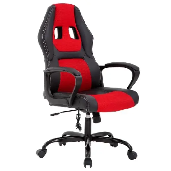 BestMassage Gaming Chair Office Chair with Lumbar Support Adjustable Height PU Leather Executive Chair for Women Men Adults image {10}