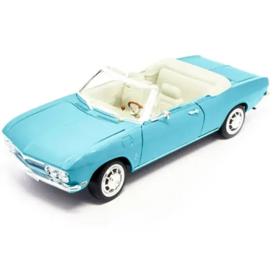 1969 Chevrolet Corvair Monza Convertible Light Blue 1/18 Diecast Model Car by Road Signature image {1}