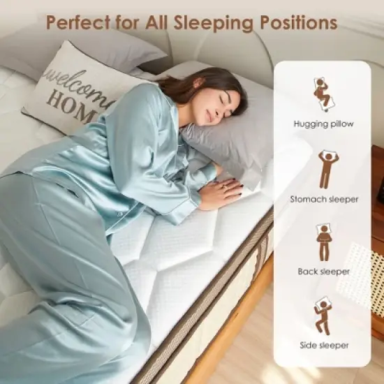 CSBDHOME 12 Inch Hybrid Mattress in a Box with Memory Foam, Strong Edge Support, Medium Firm image {6}