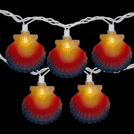Northlight 10ct Seashell Outdoor Patio String Light Set, 7.25ft White Wire image {2}