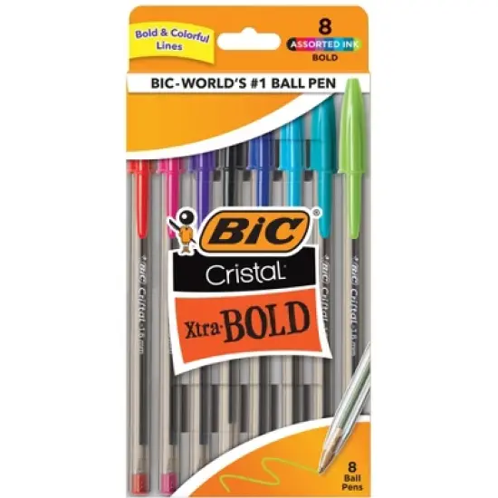 BIC&reg; Cristal Xtra Bold Fashion Bold Point (1.6mm) 8 Per Pack, 6 Packs image {1}