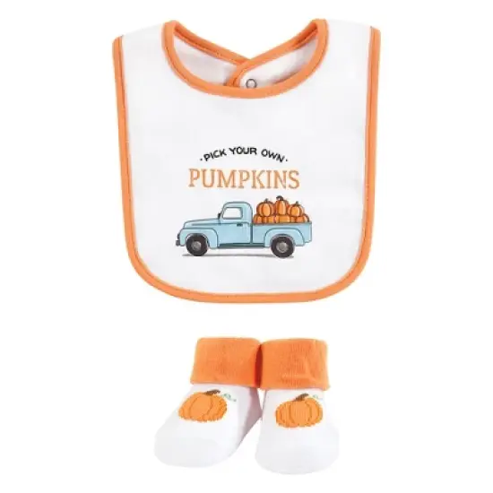 Hudson Baby Infant Boy Cotton Bib and Sock Set, Pumpkin Truck, One Size image {2}