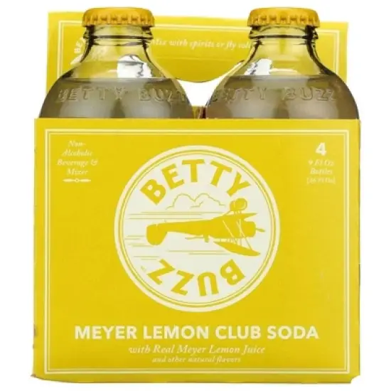 Betty Buzz - Meyer Lemon Club Soda 4 Pack - Case of 6/36 oz image {2}