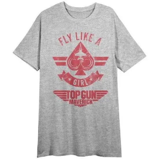 Top Gun Maverick Fly Like a Girl Women's Heather Gray Sleep Shirt image {2}