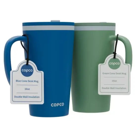 Copco Cone Travel Coffee Mug, 16 oz (Set of 2) - Insulated Drinkware with Spill-Proof Lid, Microwave & Dishwasher Safe - BPA-Free (Blue/Green) image {7}