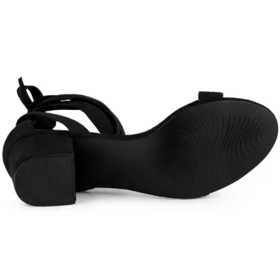 Allegra K Women's Open Toe Block Heel Lace Up Sandals image {5}