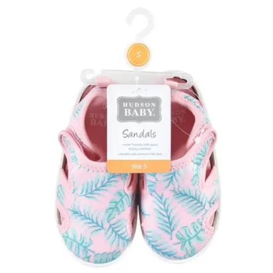 Hudson Baby Infant, Toddler and Kids Girl Sandal and Water Shoe, Pink Palm Leaf image {1}