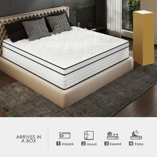 CHEVNI 12-14 Inch Mattress in a box Hybrid Spring Memory Foam Medium Firm image {12}