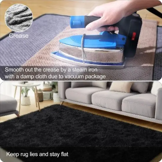 LOVEVOOK Large Area Rugs for Living Room Bedroom, 10x14 Feet Black Fluffy Shag Rugs, Modern Indoor Floor Carpet for Home Decor Aesthetic image {2}