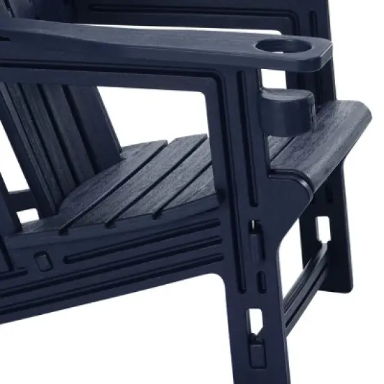 WestinTrends Azura 2-Piece HDPE Plastic Adirondack Patio Chair With 18" Side Table Set, Navy Blue image {11}