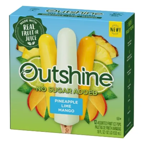 Outshine No Sugar Added Pineapple, Lemon, and Mango Frozen Fruit Mini Pops Variety Pack - 18 fl oz/12ct image {4}