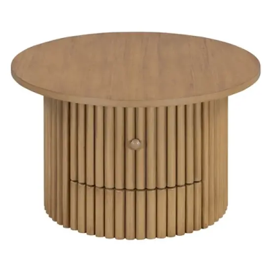 Round Coffee Table with Storage, 30.5" Wooden Center Table with Drawer, Accent Cocktail End Table for Living Room Bedroom Office image {7}