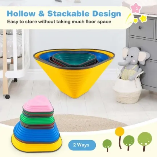 Costway 11 Pcs Stepping Stones with Full Non-Slip Edging for Children Indoor and Outdoor image {8}