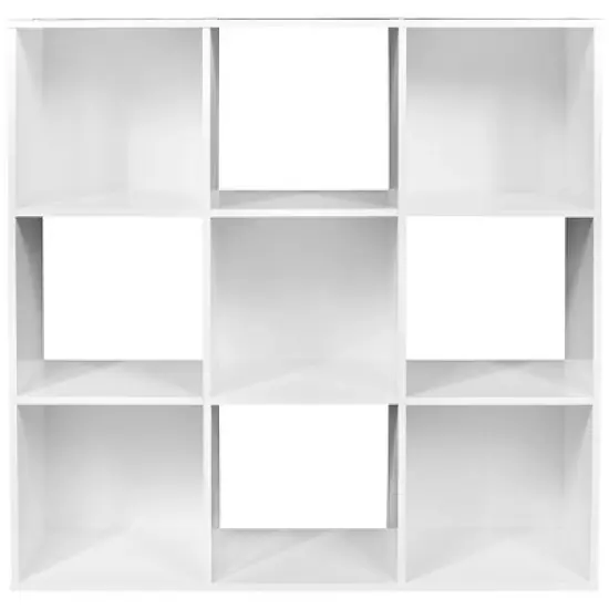 ClosetMaid 9 Cube Laminated Wood Stackable Open Bookcase Display Shelf Storage Organizer for Household, Living Rooms, and Studies, White image {1}