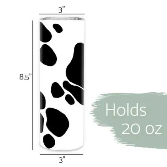 Elanze Designs Black and White Moo Cow Pattern 20 ounce Stainless Steel Travel Tumbler with Lid For Your On The Go Beverages image {1}