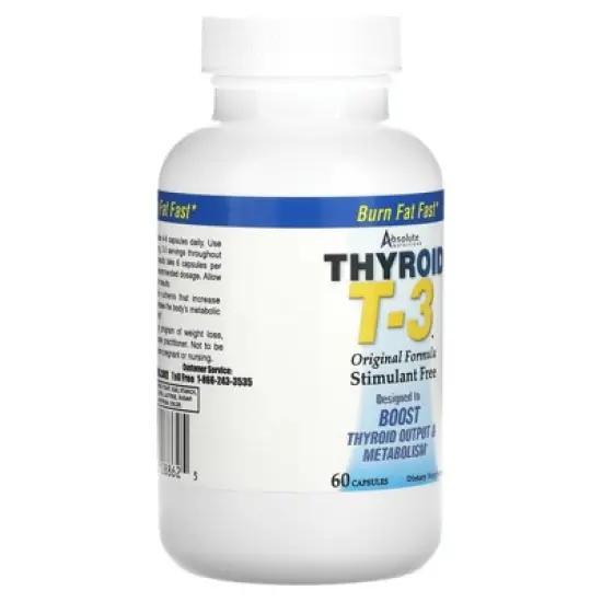 Absolute Nutrition Thyroid T-3, Original Formula, 60 Capsules image {3}