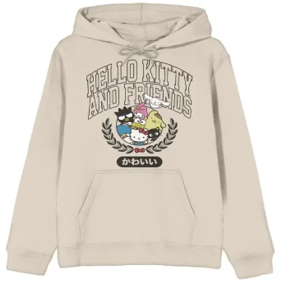 Hello Kitty & Friends Collegiate Characters Long Sleeve Light Birch Adult Hooded Sweatshirt image {3}
