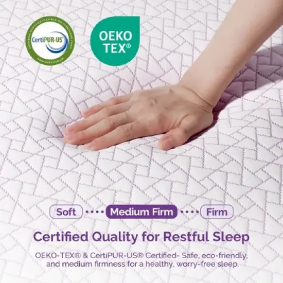 Sersper 12 inch AeroChar Cooling Gel Memory Foam Mattress, CertiPUR-US & OEKO-TEX Certified image {2}
