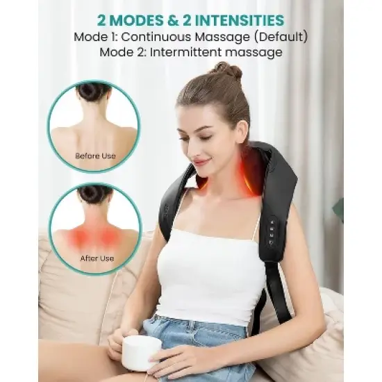 Nekteck Cordless 6D Shiatsu Neck and Back Massager with Heat, Ideal for Pain Relief at Home, Office, or Car &ndash; Perfect Gift for Men & Women image {4}