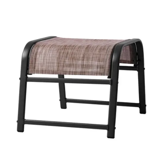 Hyleory 2-Pack Outdoor Teslin Fabric Footstools with Iron Frame - Waterproof Stackable Ottoman Set for Patio Garden and Poolside image {15}