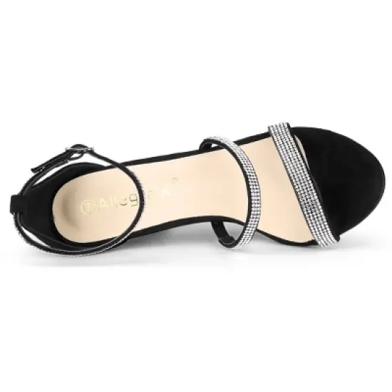 Allegra K Women's Strappy Rhinestone Heel Sandals image {4}