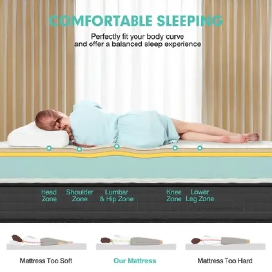 8'' Queen/Full/King Size Memory Foam Bed Mattress Medium Firm Breathable Pressure Relieve image {4}