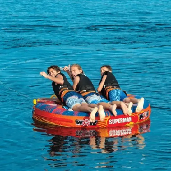 WOW Superman 1-3 Person Soft Top Towable Deck Tube image {3}