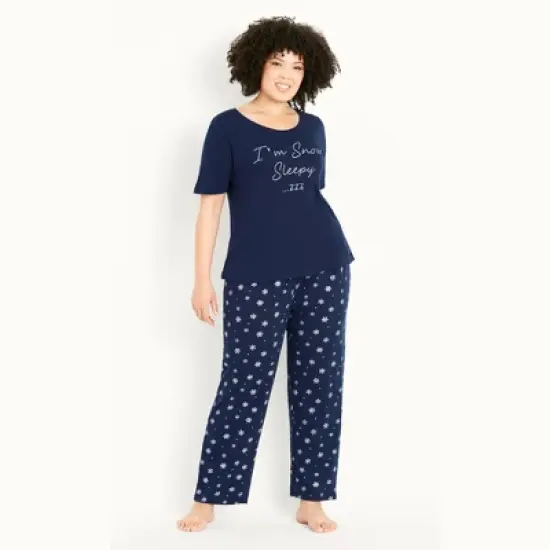 Women's Plus Size Snow Sleep Set - ink | EVANS image {9}