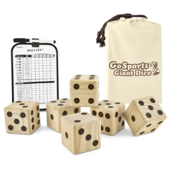 GoSports Giant 3.5 Inch Wooden Playing Dice Set with Rollzee Scoreboard image {6}