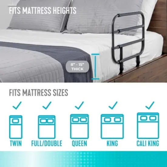 Able Life Bedside Extend-A-Rail, Adjustable Safety Guard Rail for Seniors, Black image {4}