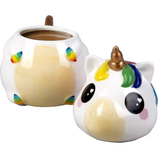 Seven20 Rainbow Unicorn Coffee Mug with Lid | Make Mornings Magical | Christmas Gift for Kids, Teens, Adults, Men, Women, Pride | Ceramic image {1}