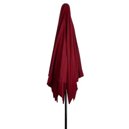 Northlight 8.85ft Outdoor Patio Lotus Umbrella with Hand Crank, Burgundy image {4}