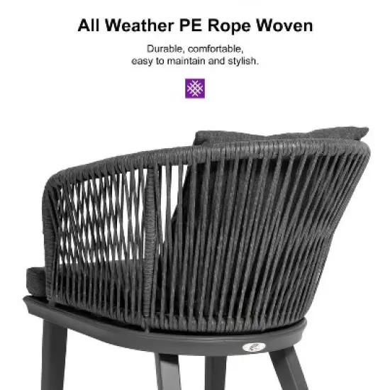 PURPLE LEAF Outdoor Dining Set Patio Aluminium Table and Rope Weave Chairs Included Cushions for Backyard Decor Kitchen image {5}