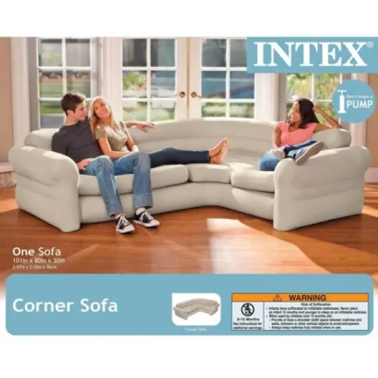 Intex Inflatable Corner Living Room Neutral Sectional Sofa | 68575EP image {3}
