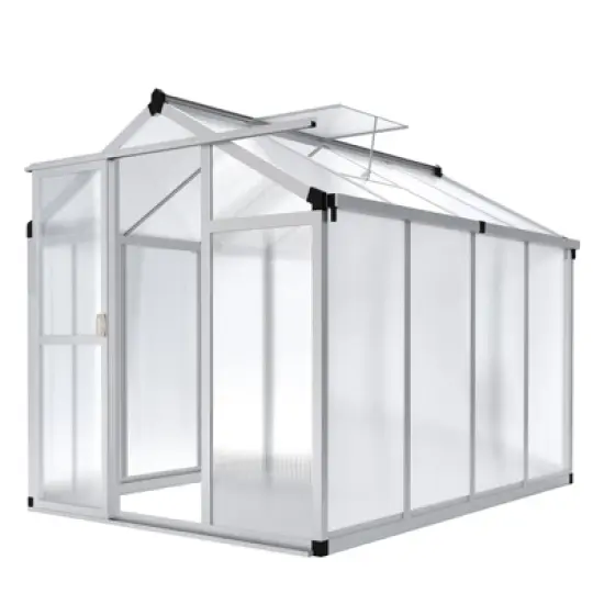 6x8x6.5 Ft Walk-in Greenhouse Large Aluminum Sealed Card Slot Polycarbonate With Roof Vent for Outside Garden Backyard image {6}