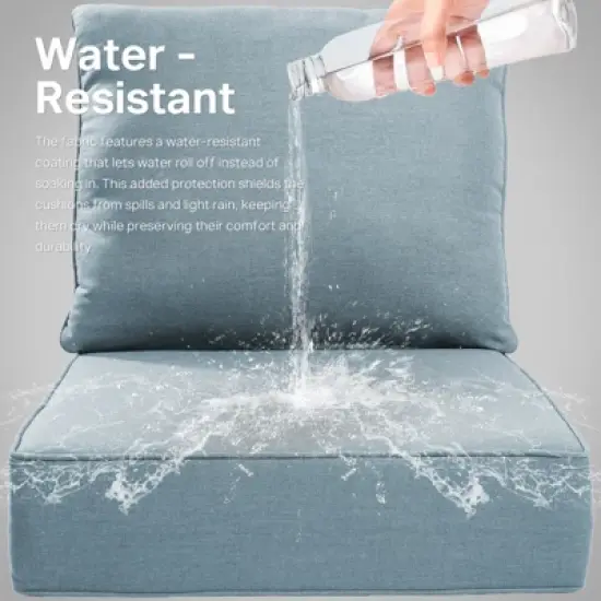 Belord 6" Outdoor Cushion Set, 28D High Density Sponge Replacement Patio Furniture Cushion with Removable Cover, Waterproof & Fade Resistant image {8}