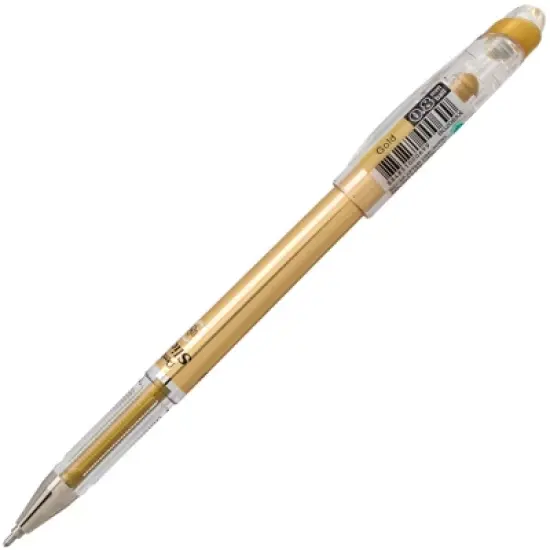 Pentel Arts Slicci METALLIC (0.8mm) Needle Tip Med Gel Pen, Gold Metallic Ink, Pack of 12 image {3}