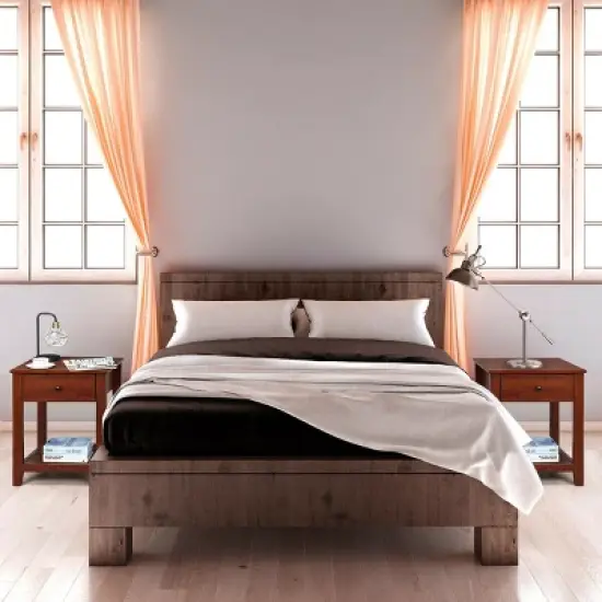 Costway Night Stand End Side Table Bedside Accent Table with Drawer and Storage Shelf image {3}