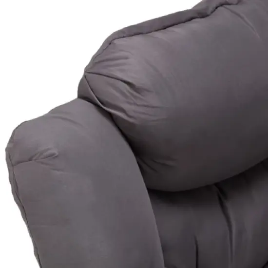 JOMEED Modern Fabric Lazy Lounge Foldable Lightweight Single Steel Frame Accent Chair with Armrests and Side Pocket for Home or Office, Grey image {4}