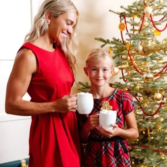 Hope & Henry Girls' Puff Sleeve Party Dress with Velvet Trim, Infant image {3}