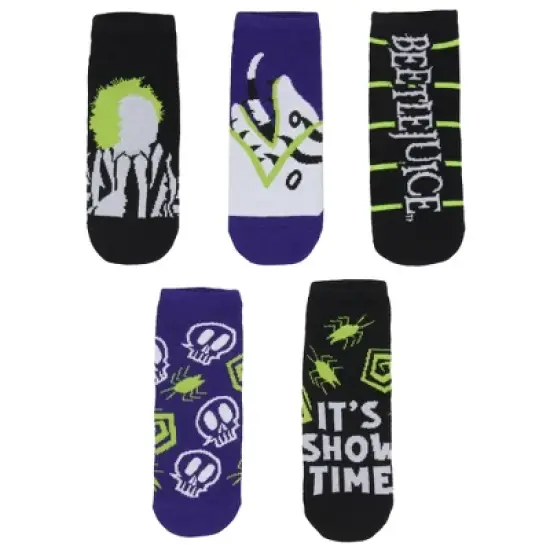 Beetlejuice It's Show Time 5 Pack No-Show Ankle Socks image {2}