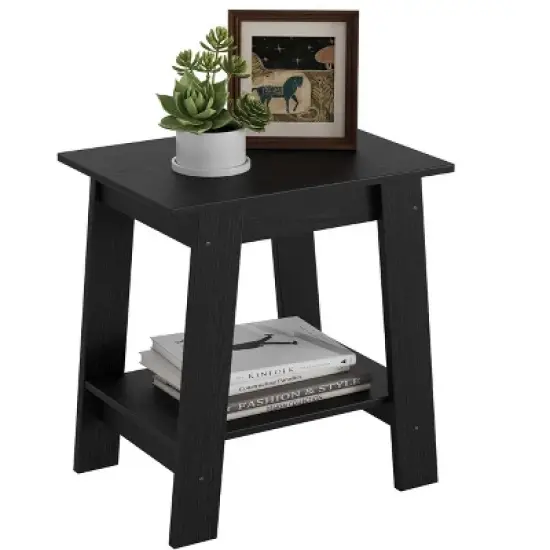 ODK End Table with Double Storage Shelves, Small Space Side Table for Farmhouse Bedroom, Studio Apartment, Entryway image {7}